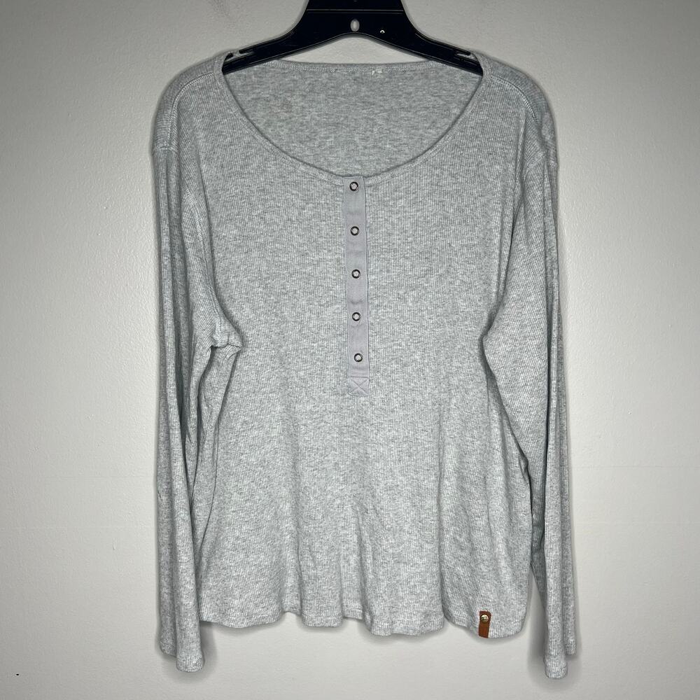 Frye & Co. Women's Thermal Henley Long Sleeve Shirt Gray Size *Large* Base Layer